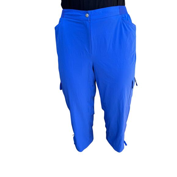 Chico's Zenergy 3 XL 16 Travel 2 Piece Set Blue Wave Jacket Capri Cargo Pants - Picture 4 of 13
